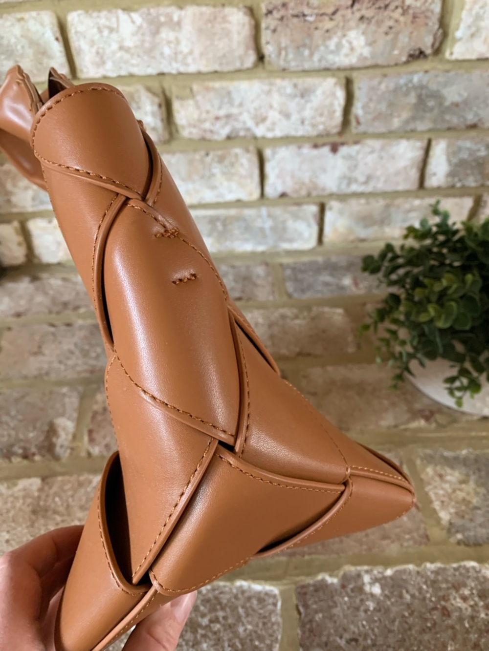 Woven Top-Handle Women’s Tote Bag in Cognac - Picture 10 of 10